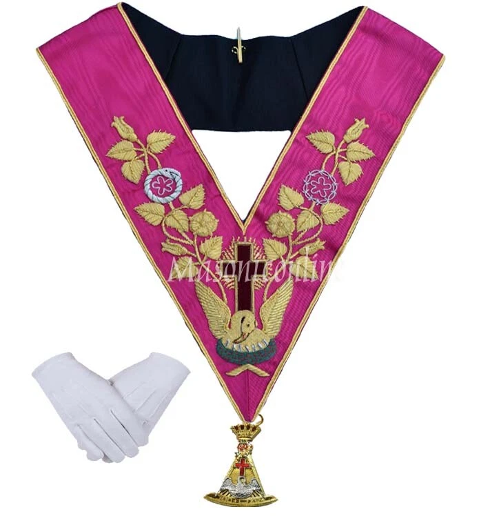 Masonic Regalia-Rose Collar + Collar Jewel+Gloves